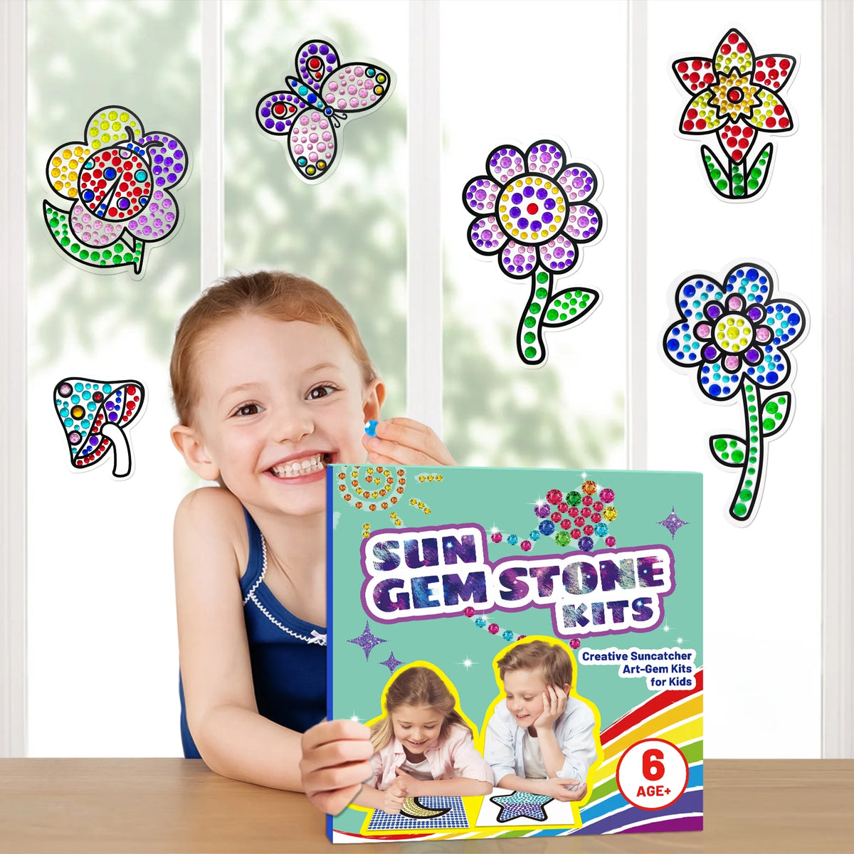 6 Sheets Gem Art Diamond Painting Kits for Kids E842