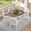 5 Piece Round Extendable Wood Dining Table Set with 4 Upholstered Chairs S4032