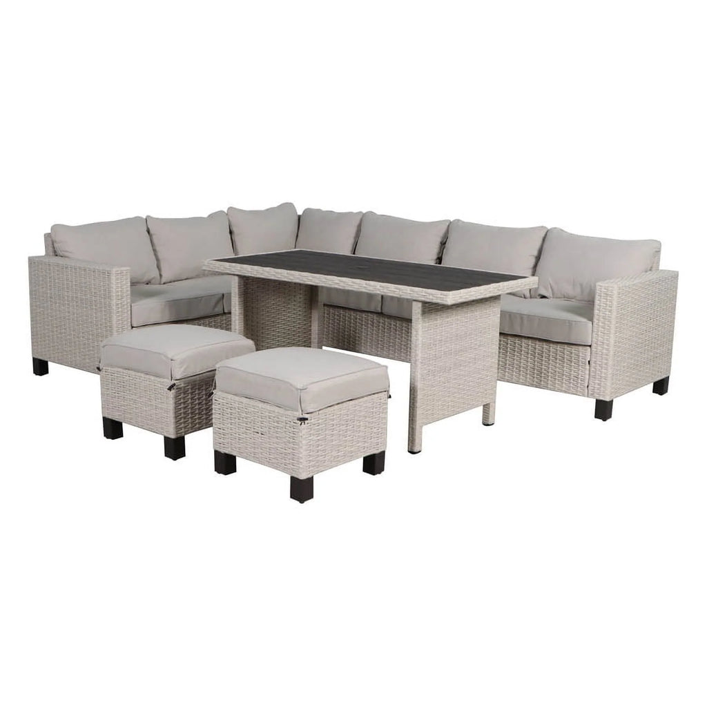 5-Piece Beige Wicker Sectional Dining Set S671