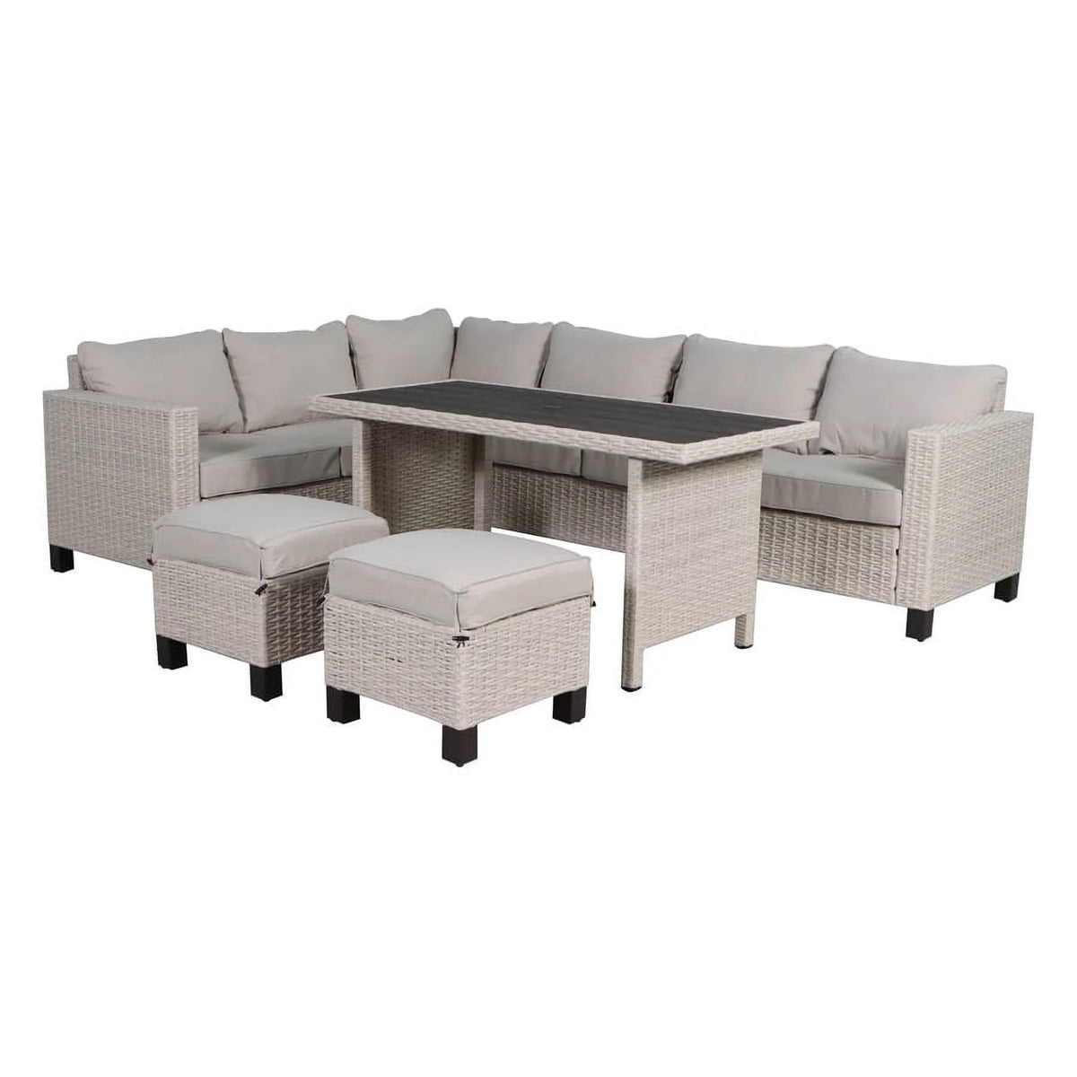 5-Piece Beige Wicker Sectional Dining Set S671