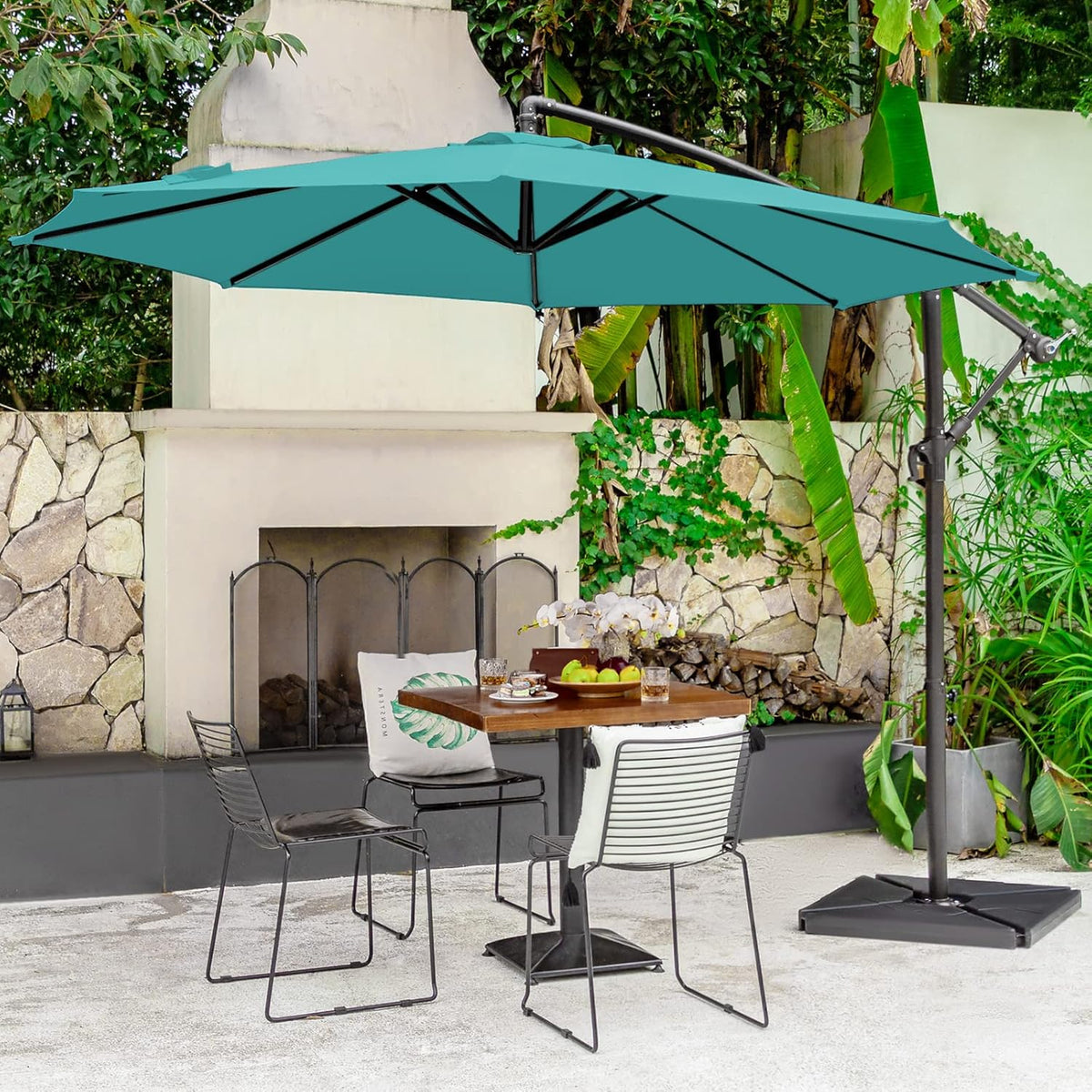 10ft Outdoor Umbrella with Base F339516