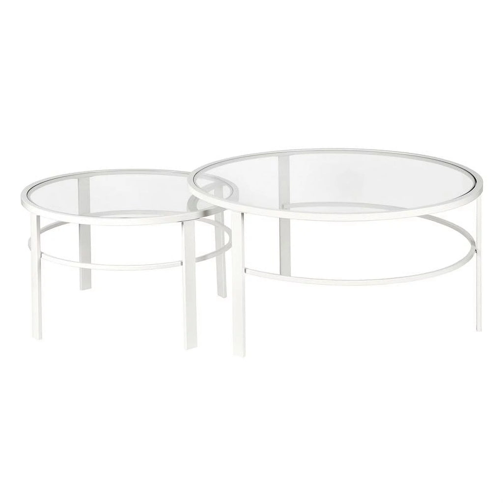 2 Piece Nested Metal & Glass Coffee Table in White Q54492