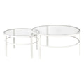 2 Piece Nested Metal & Glass Coffee Table in White Q54492