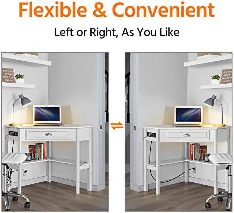 L Shaped Corner Computer Desk with Power Outlets G23282