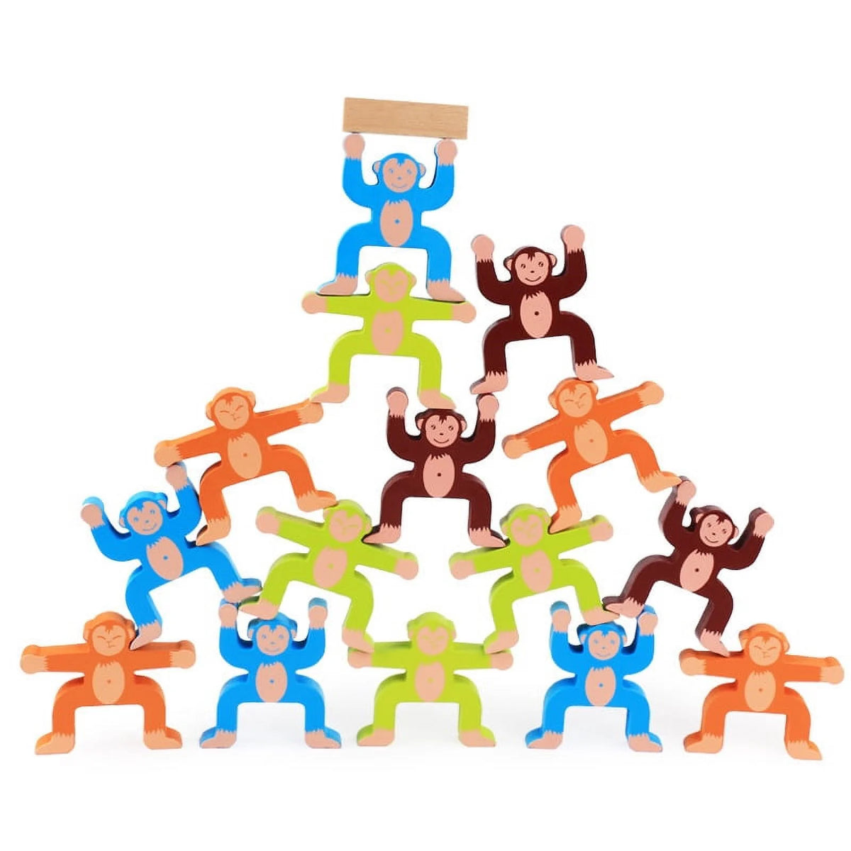 Wooden Stacking Games Monkeys Interlock Toys Set Balancing Blocks Toddler Educational I2801