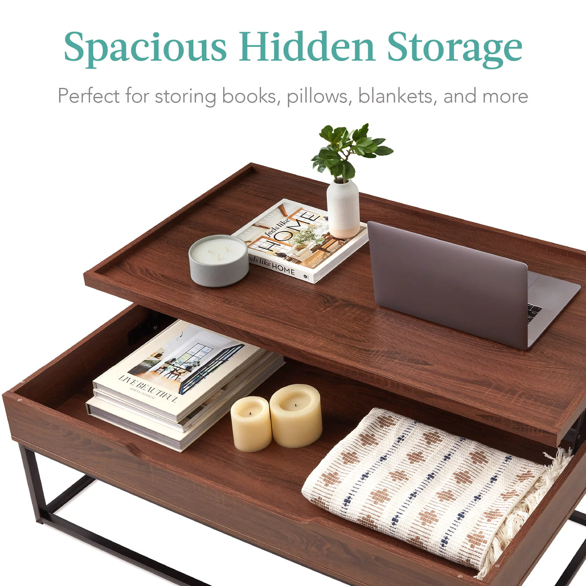 44in Lift Top Coffee Table with Tray Edge Tabletop P496425