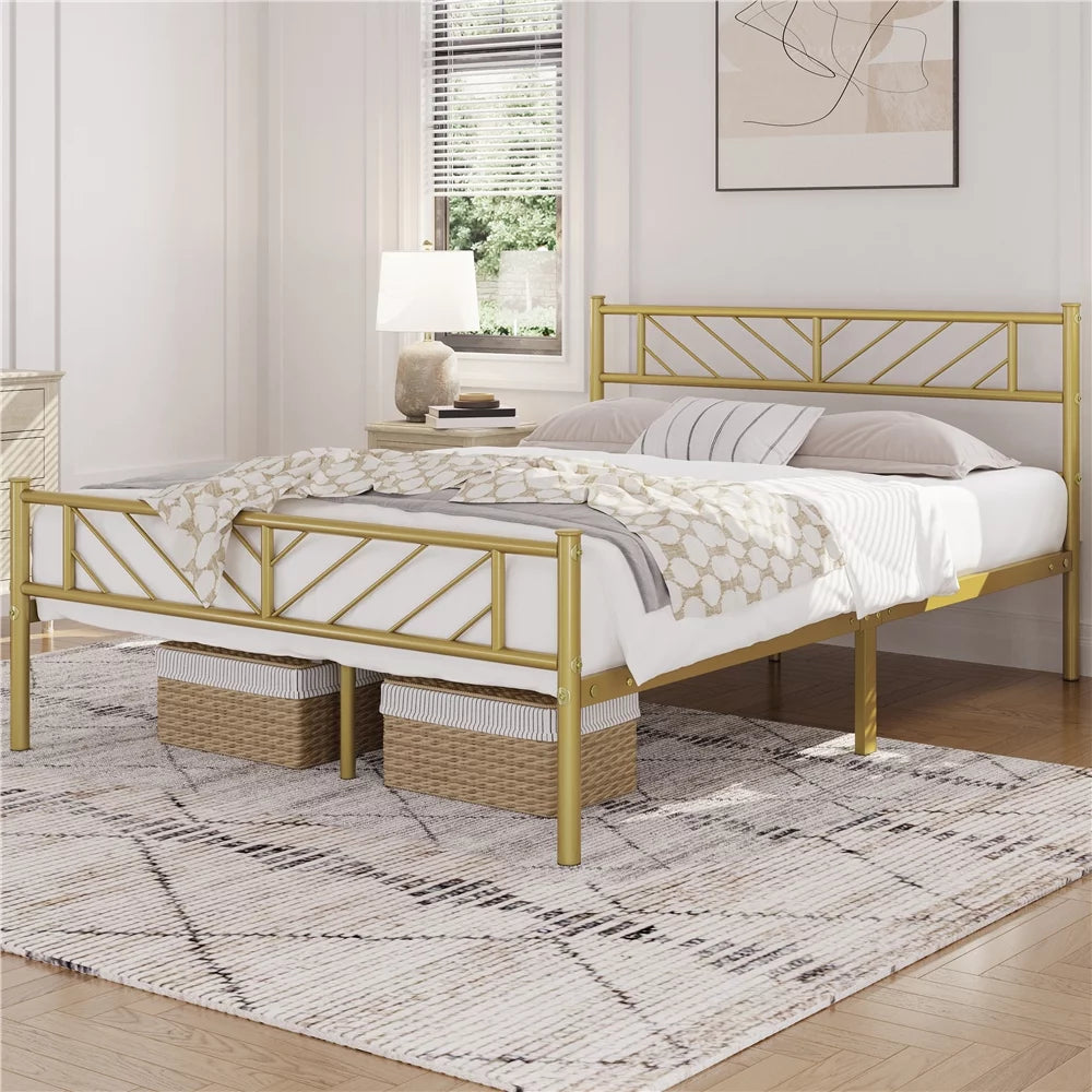 Queen Size Black Metal Platform Bed Y17499