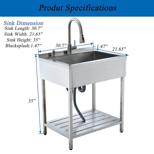 Free Standing Stainless Steel Utility Sink with Faucet G533