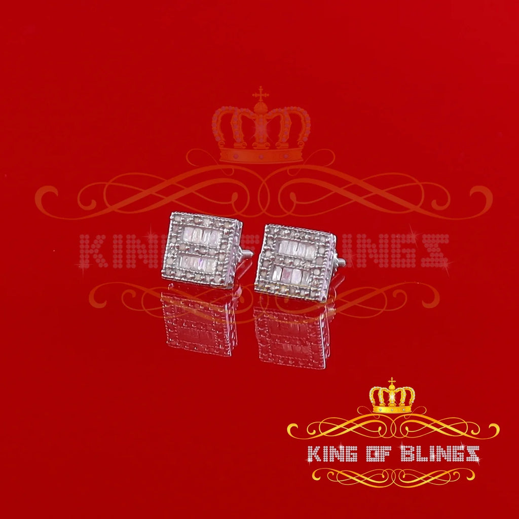 925 White Silver Diamond Square Stud Earring V800