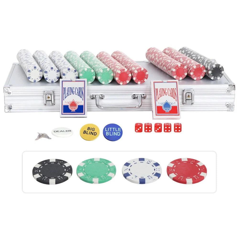500 Piece Poker Chip Set with Aluminum Carry Case D707