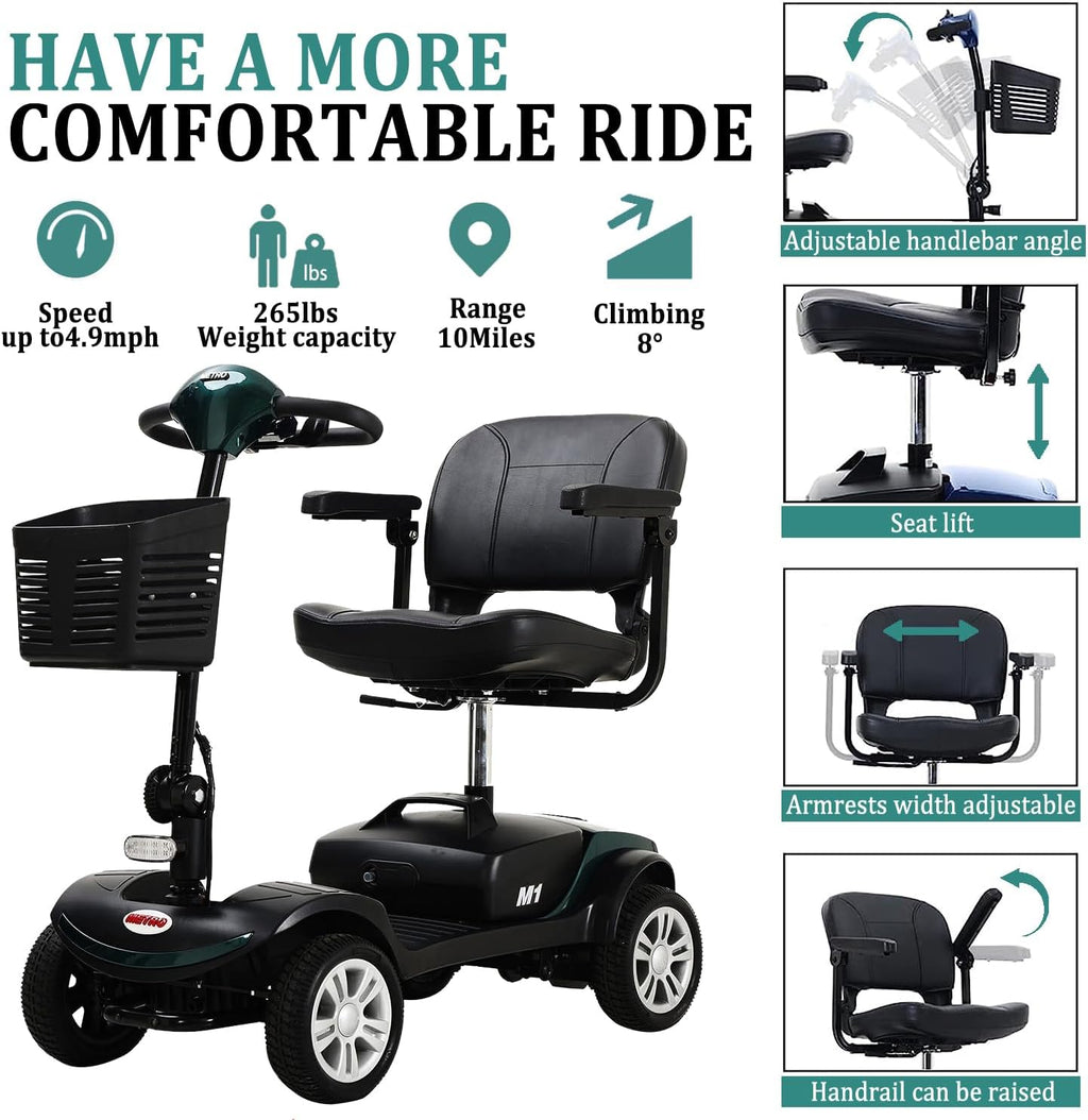 Green 4 Wheel Folding Electric Mobility Scooter with Seat V62253