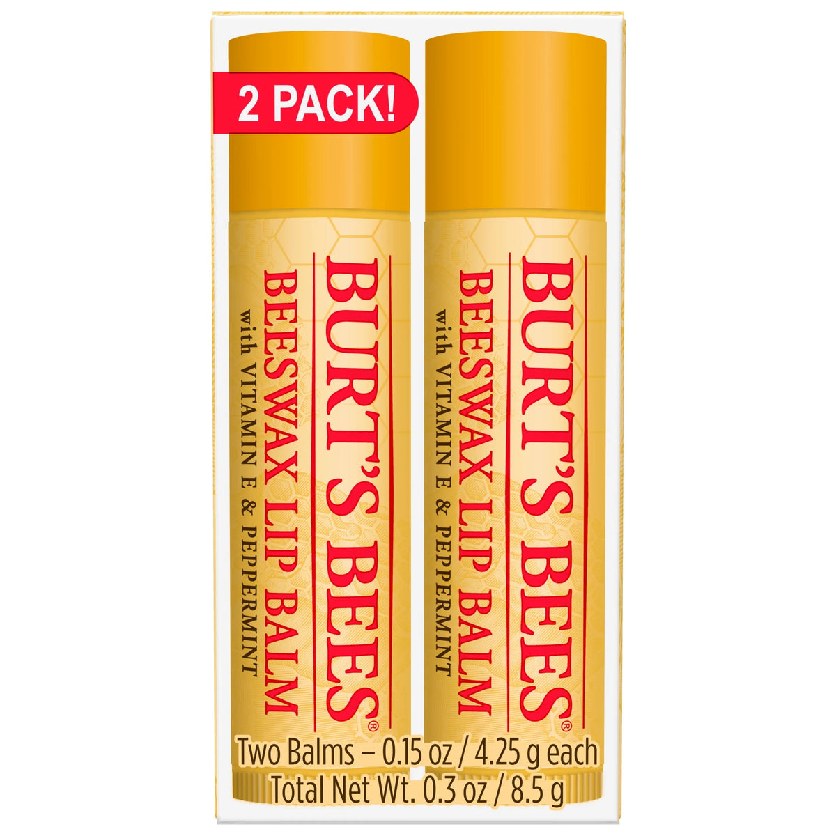 Moisturizing Lip Balm with Beeswax, Vitamin E & Peppermint Oil, 4 Count R7444