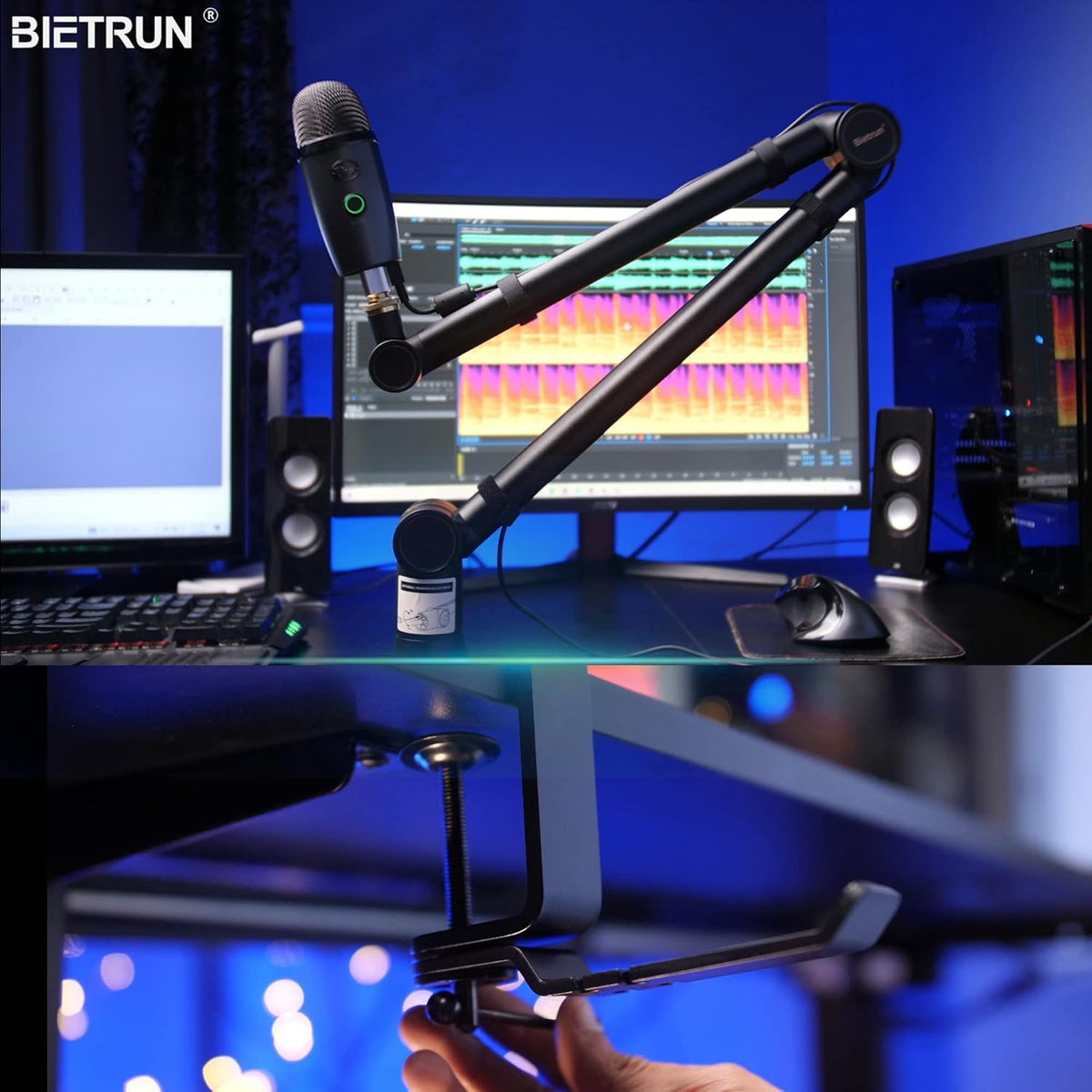 Mic Boom Arm with 3/8 to 5/8 Adapter, Heavy Duty Metal Desk Mount Stand, Pack of 2 R4799
