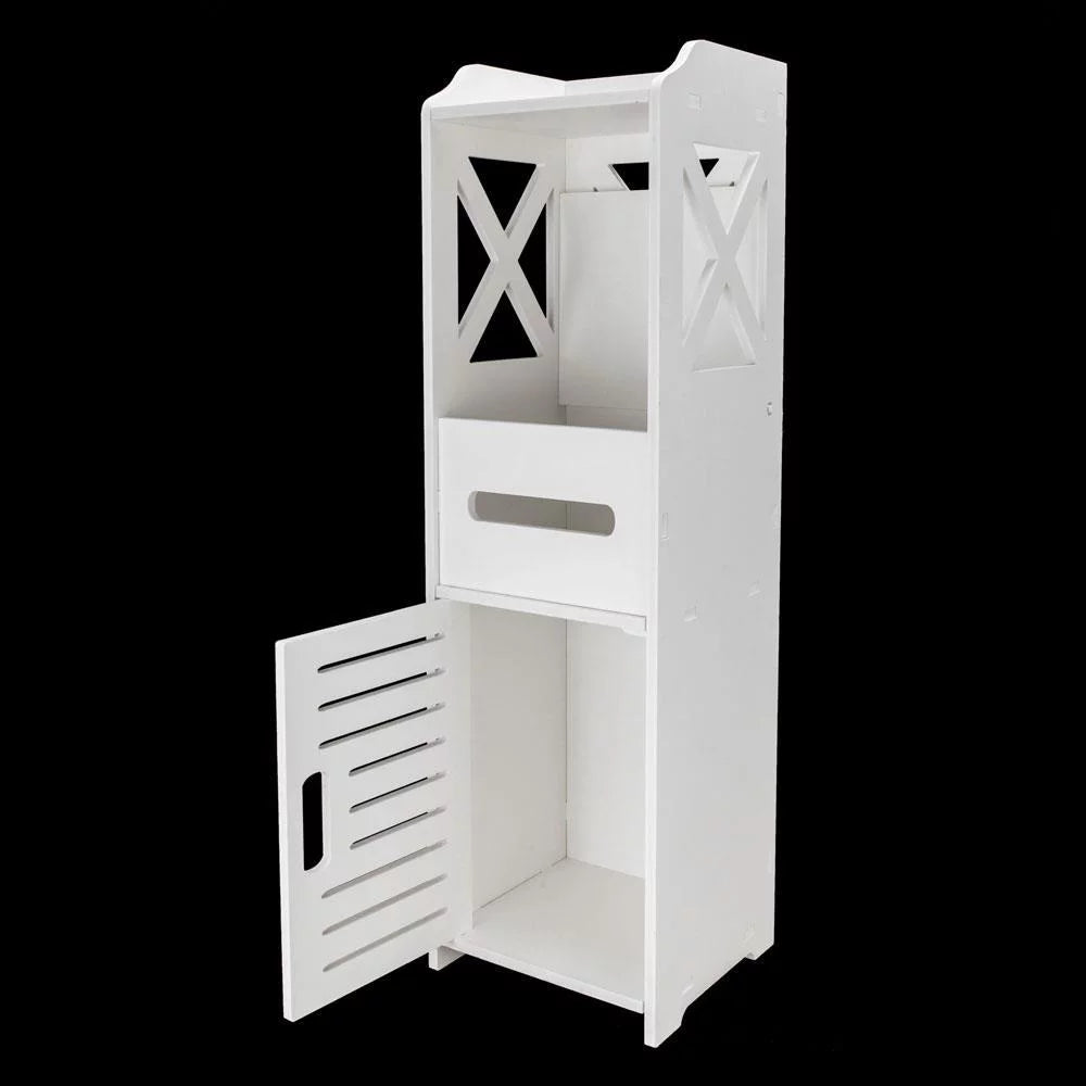 White Single Door 2-Tier Bathroom Floor Cabinet L93004