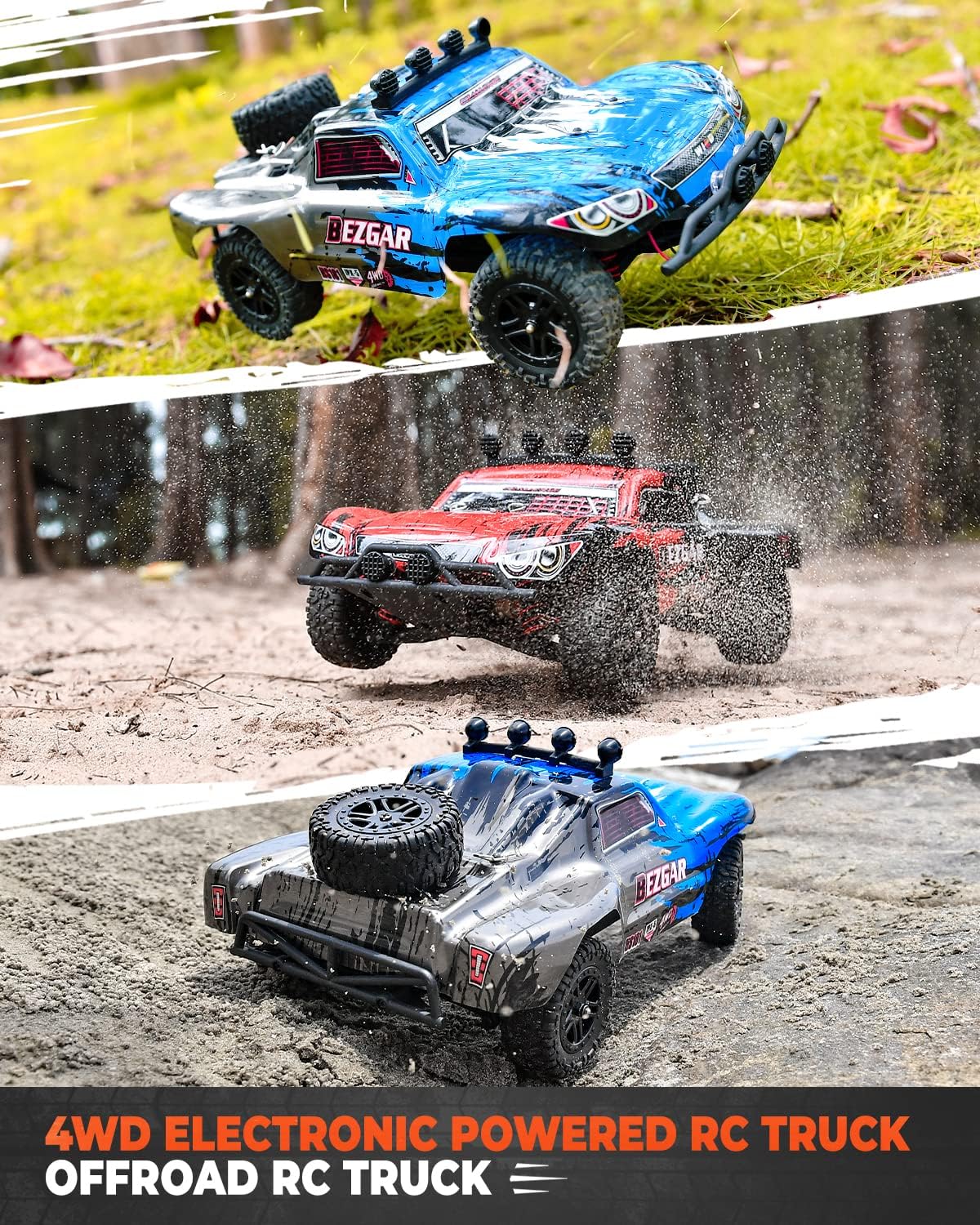 1:10 Scale 4WD Remote Control Monster Truck with 2 Rechargeable Batteries O384