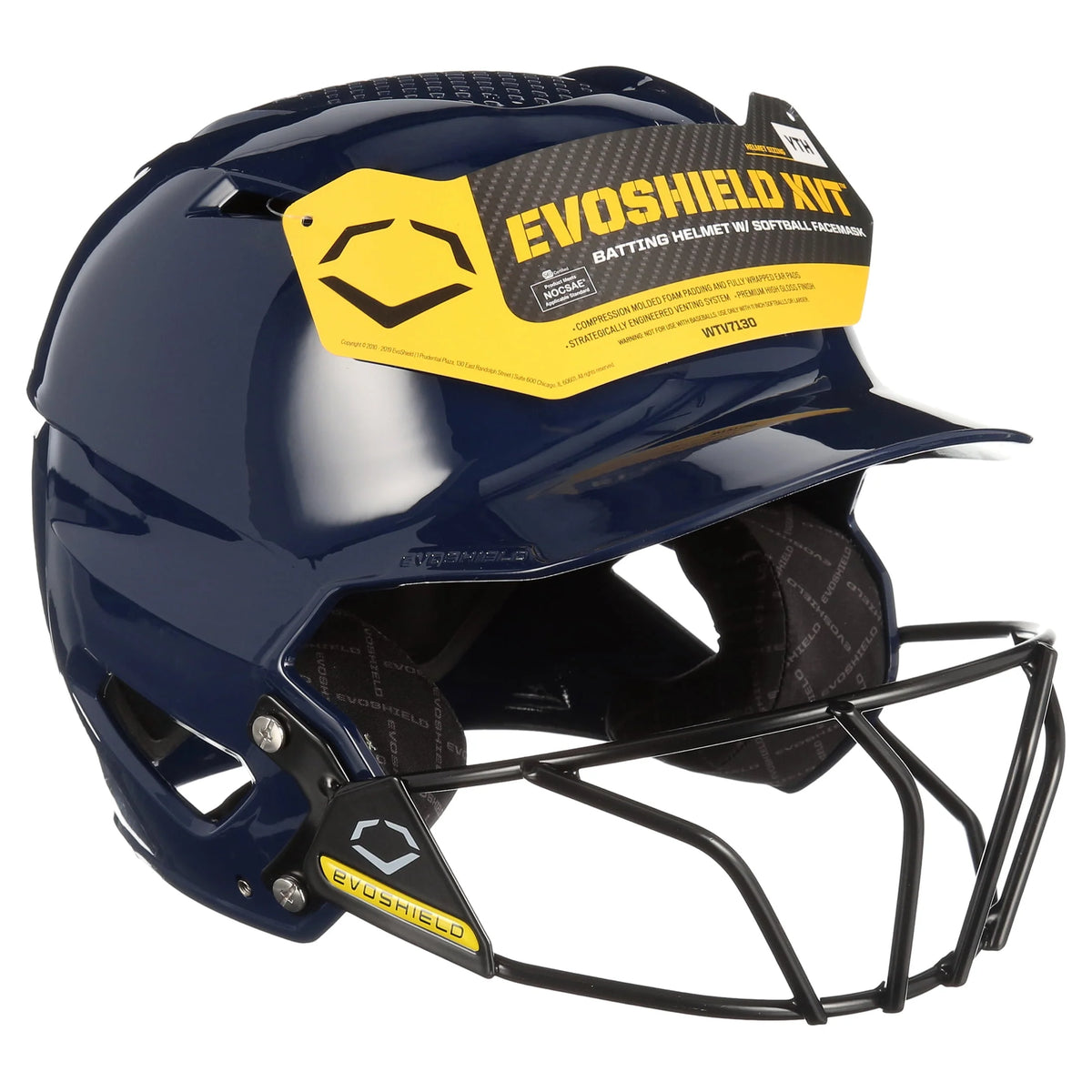 Youth Navy Gloss Finish Batting Helmet with Facemask I559794