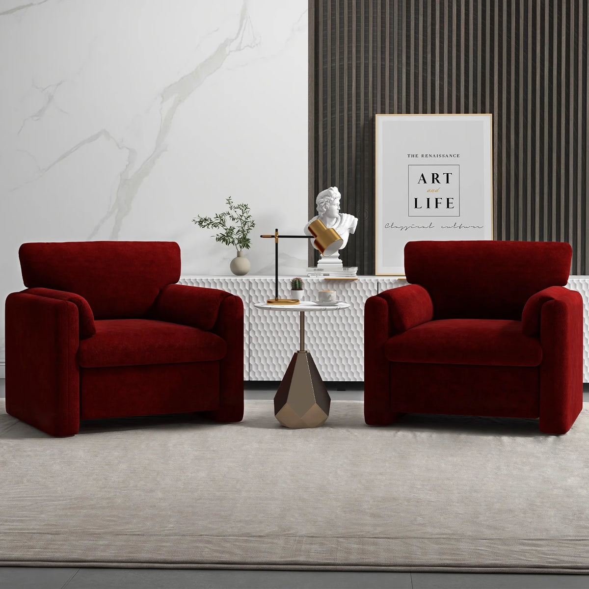 Chenille Accent Chair Set of 2 V934665