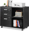 Black 3-Drawer Wood File Cabinet with Lock X307684