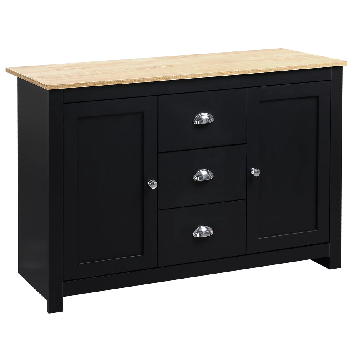 Black Kitchen Sideboard with 3 Drawers P385579