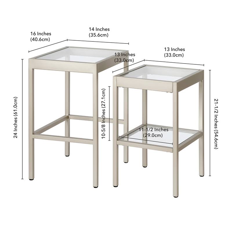 Modern Satin Nickel and Gray Nested Side Tables O245010