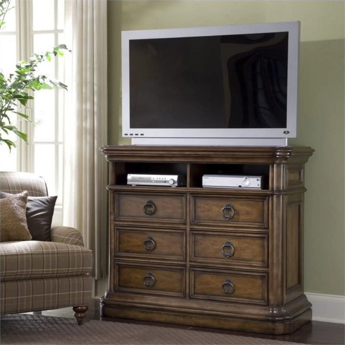 6 Drawer Dark Wood Media Chest X1957