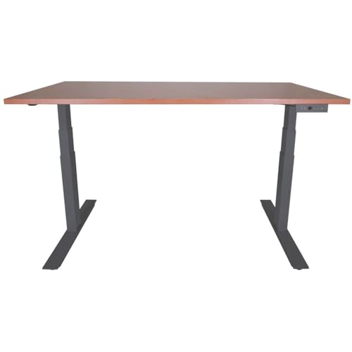 Adjustable Sit/Stand Desk 60"x30" Cherry Wood Finish Black Frame L105