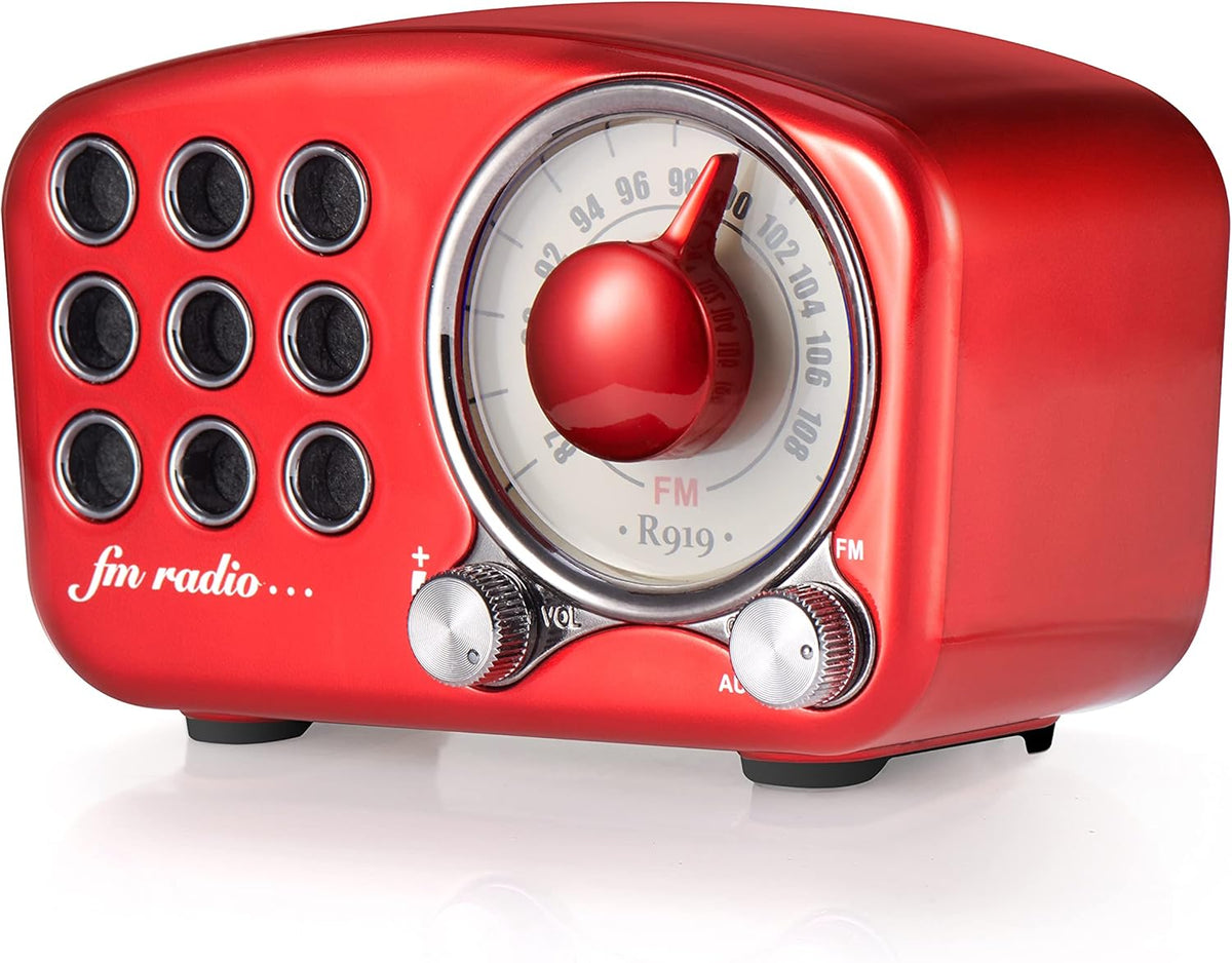 Bluetooth Speaker, Vintage FM Radio with MP3 Player (RED) Pack of 2 G5732