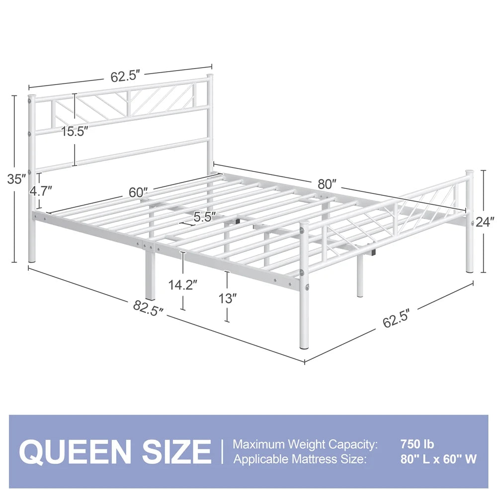 Queen Size Black Metal Platform Bed Y17499