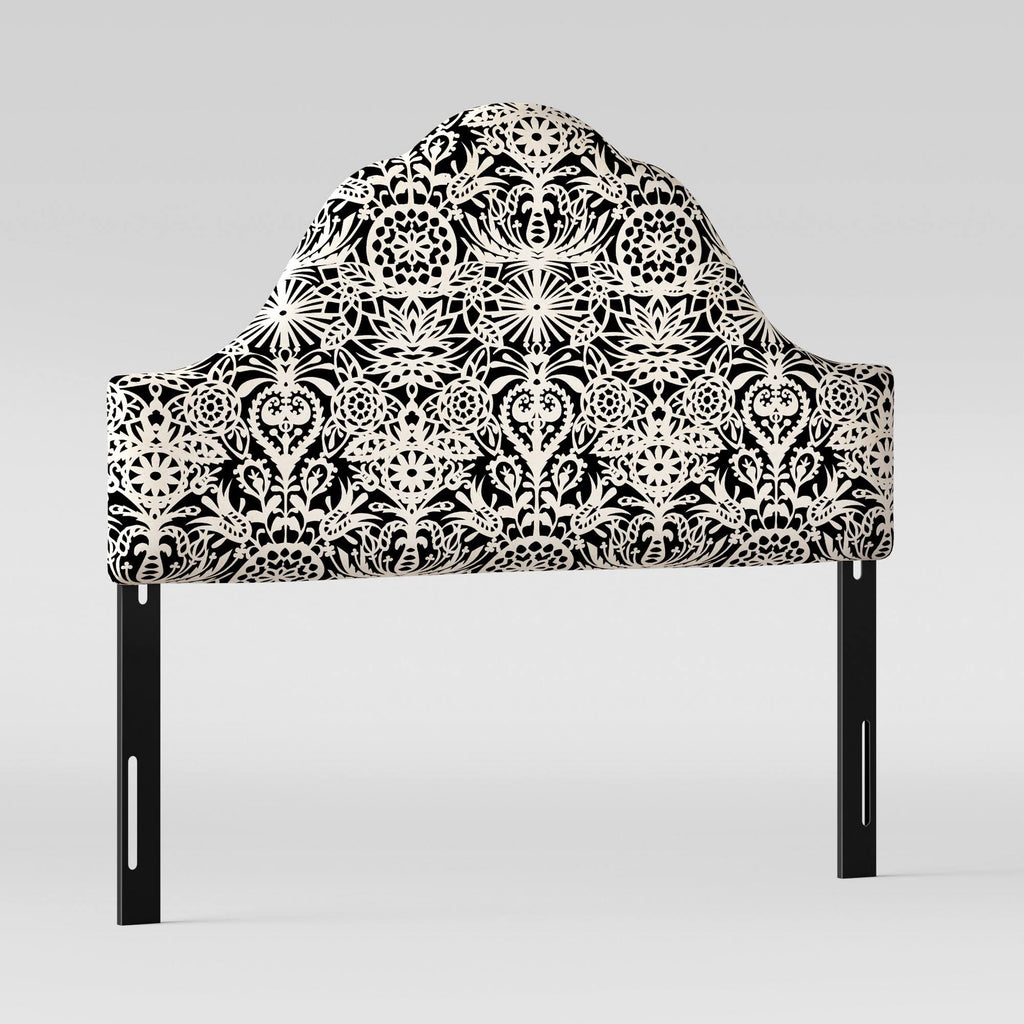 California King Black & White Floral Arched Headboard I951794
