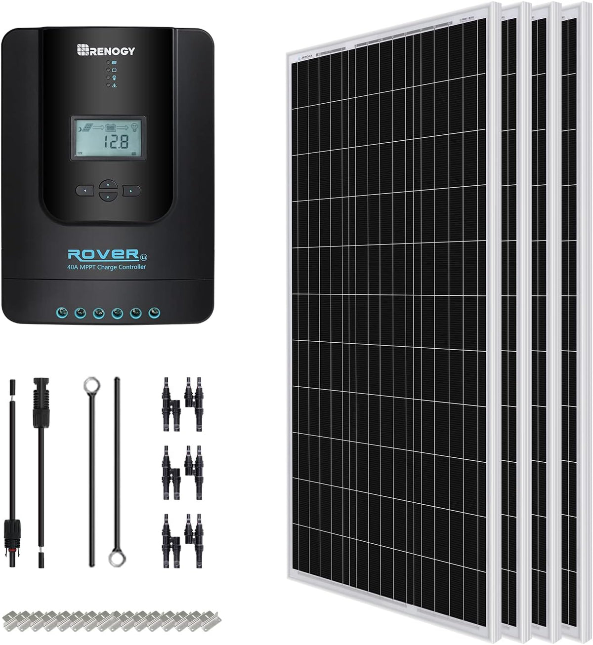 400 Watt 12 Volt Monocrystalline Solar Panel Kit with 40A MPPT Charge Controller X62295