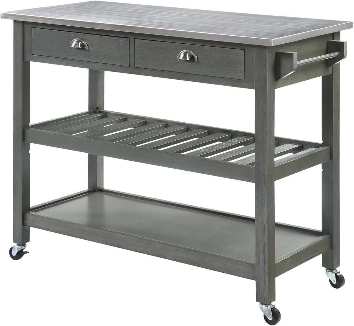 Black 3-Tier Stainless Steel Kitchen Cart with Drawers F929