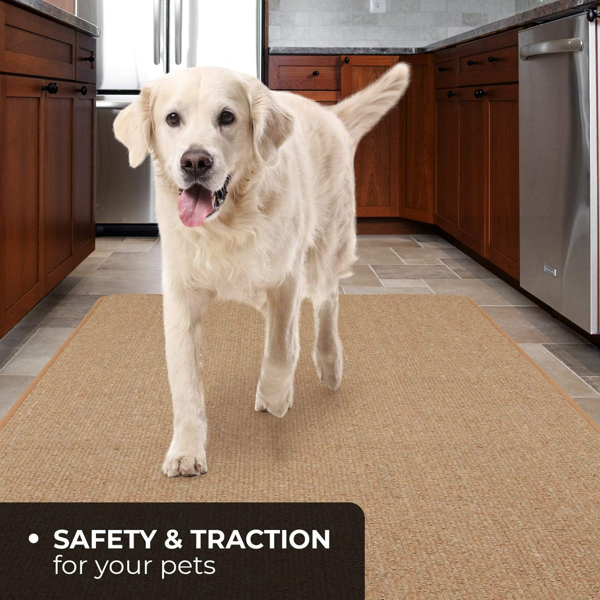 Skid-Resistant Carpet Runner Pebble Beige 12 Feet X 27 Inches E5400