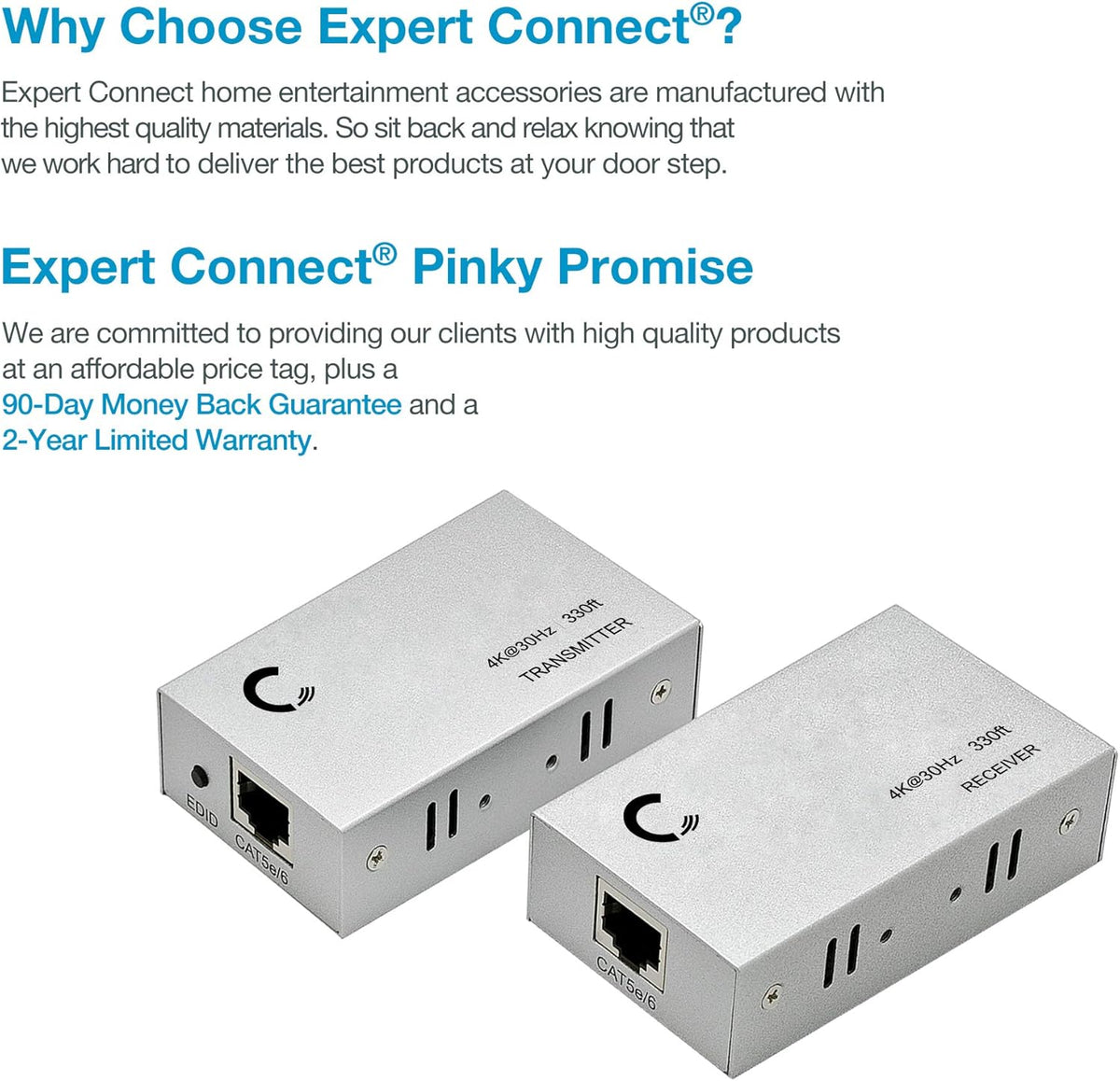 4K 330ft HDMI Extender Over Cat5e / Cat6 / Cat7 Ethernet Cable, Pack of 2 G29892