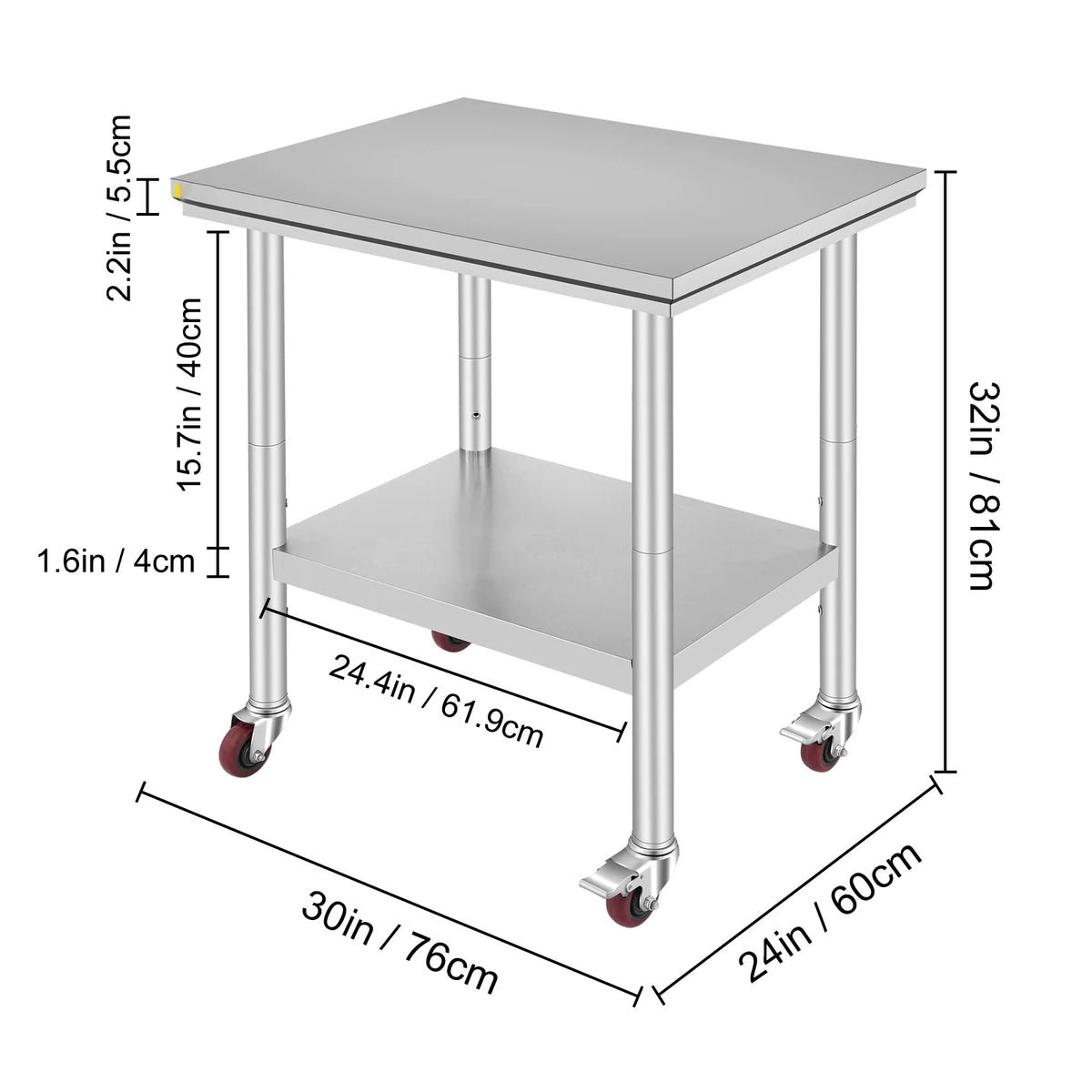 Stainless Steel Work Table with Wheels G33058