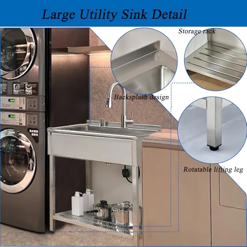 Free Standing Stainless Steel Utility Sink with Faucet G533