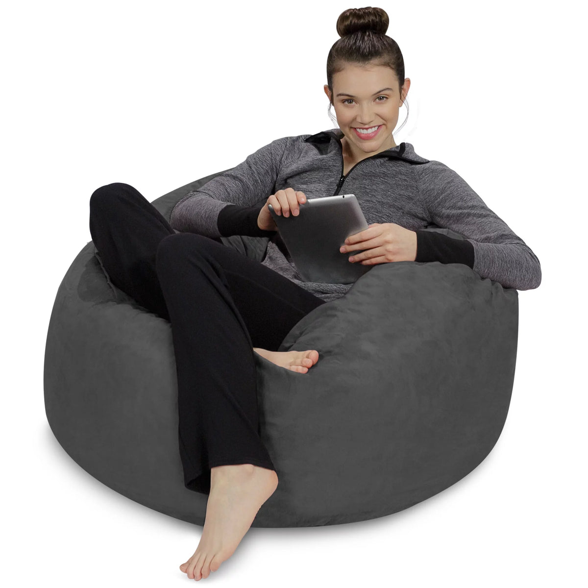 Charcoal 3 ft Memory Foam Bean Bag Chair D469674