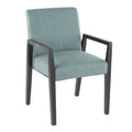 Teal Fabric and Black Wood Arm Chair Set of 2 I720084