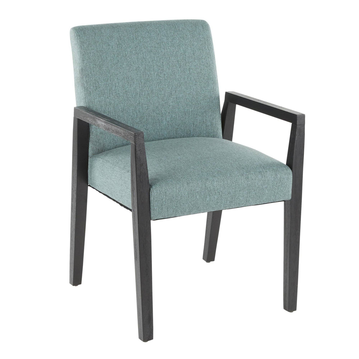 Teal Fabric and Black Wood Arm Chair Set of 2 I720084