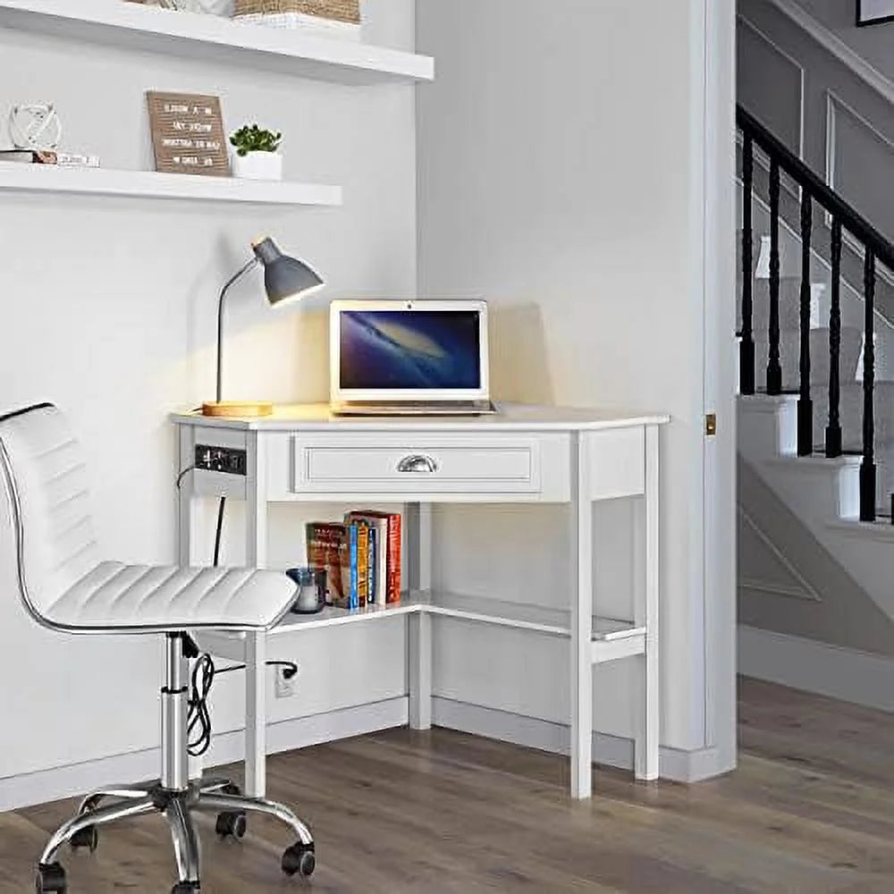 L Shaped Corner Computer Desk with Power Outlets G23282