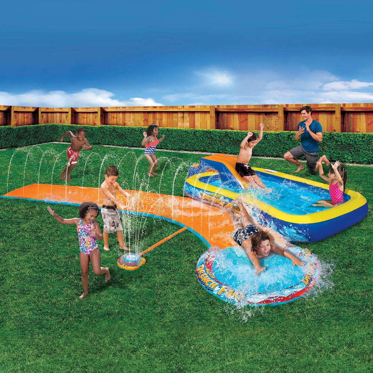 3-in-1 Splash Park with Pool, Sprinkler & Waterslide W653