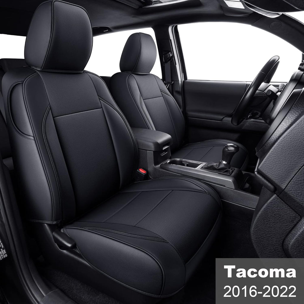 Black & Gray Faux Leather Seat Covers T384523