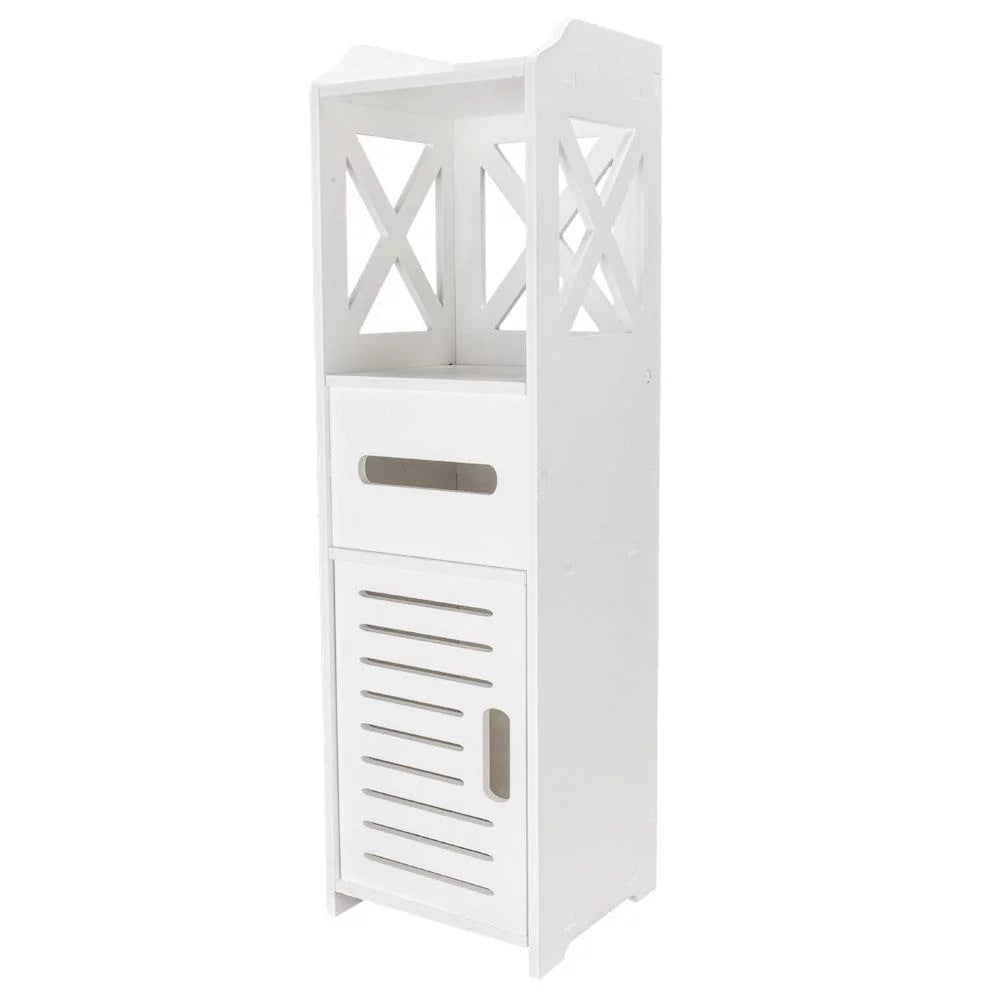 White Single Door 2-Tier Bathroom Floor Cabinet L93004