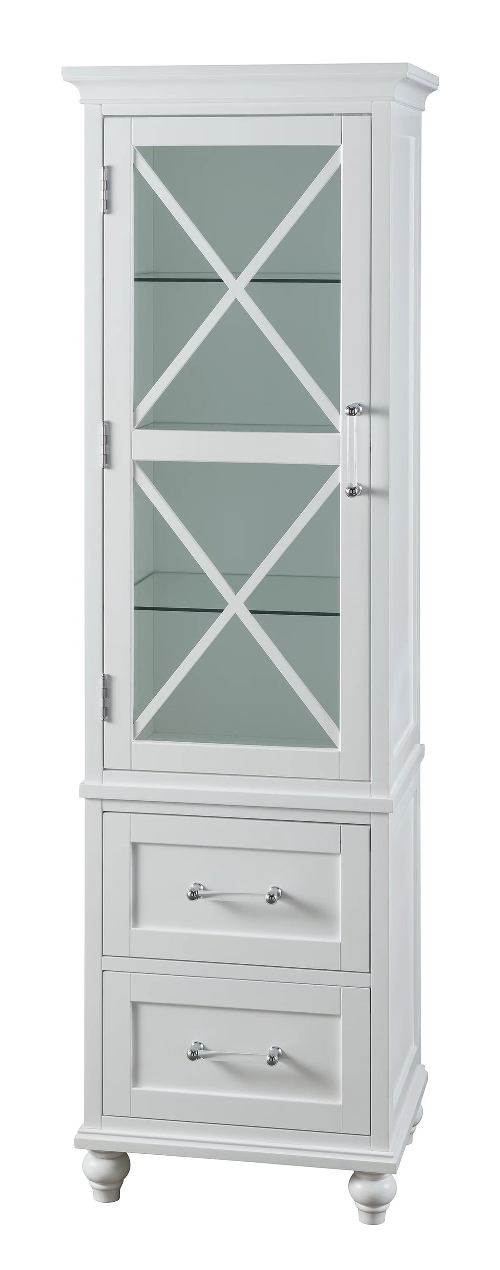 White Wooden Bathroom Cabinet with 2 Drawers D872