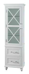 White Wooden Bathroom Cabinet with 2 Drawers D872