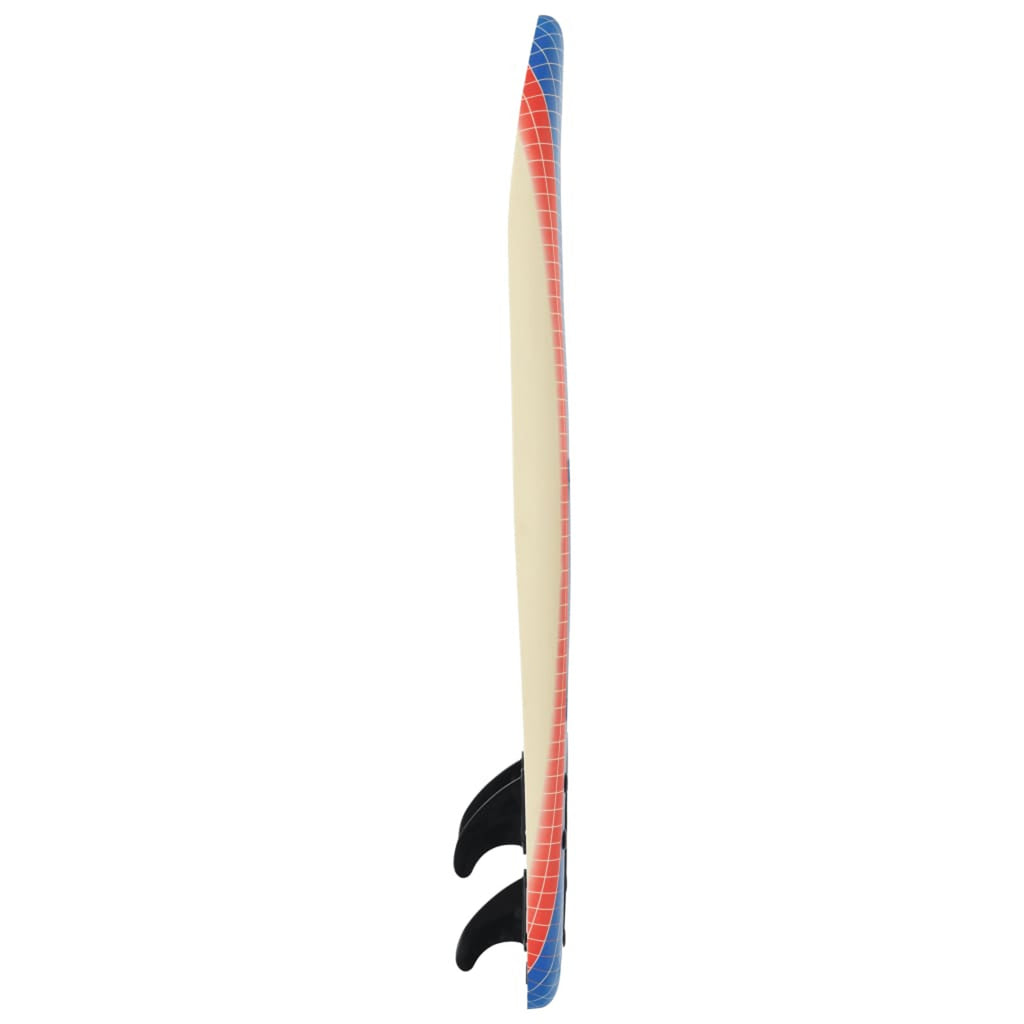 Surfboard with Leash and Plastic Fins 66.9 x 18.4 x 3.1 Inches J7118
