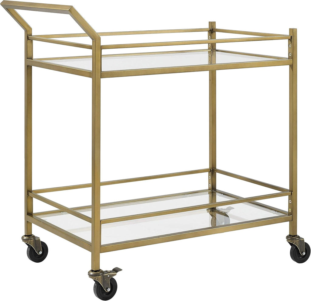 Gold and Glass Rolling Bar Cart E126