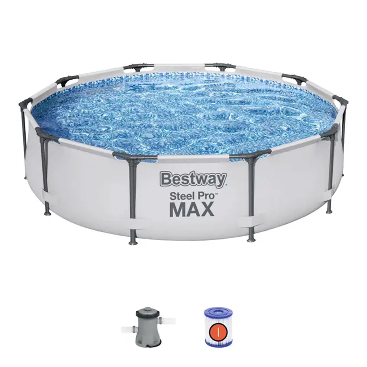 10'x30" Above Ground Metal Frame Swimming Pool with Pump W1307