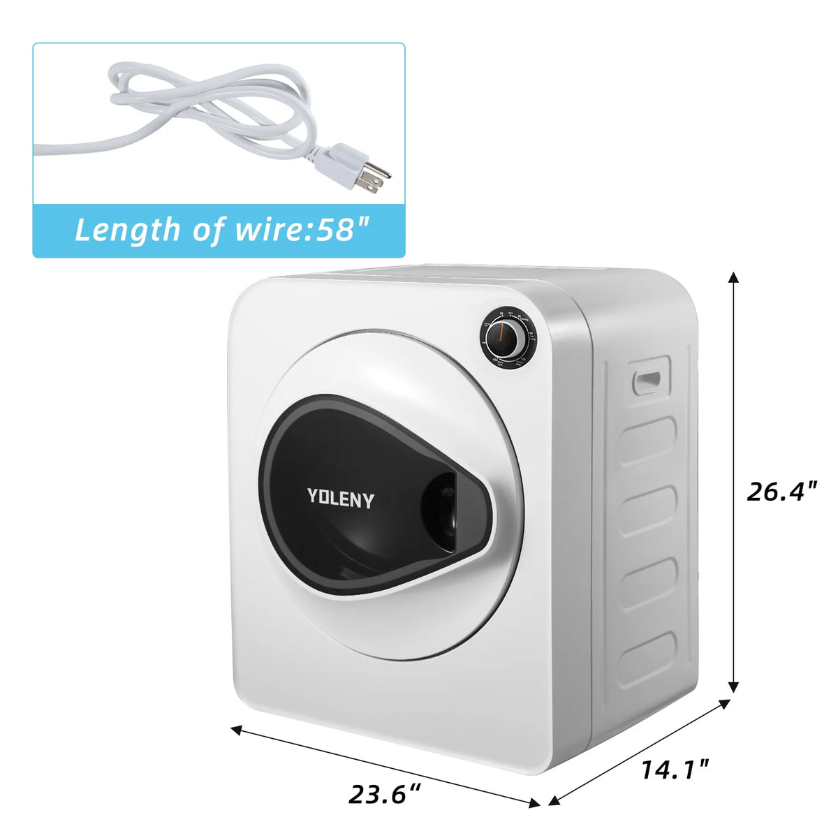 White 13.2 lbs Stainless Steel Portable Electric Dryer N44525