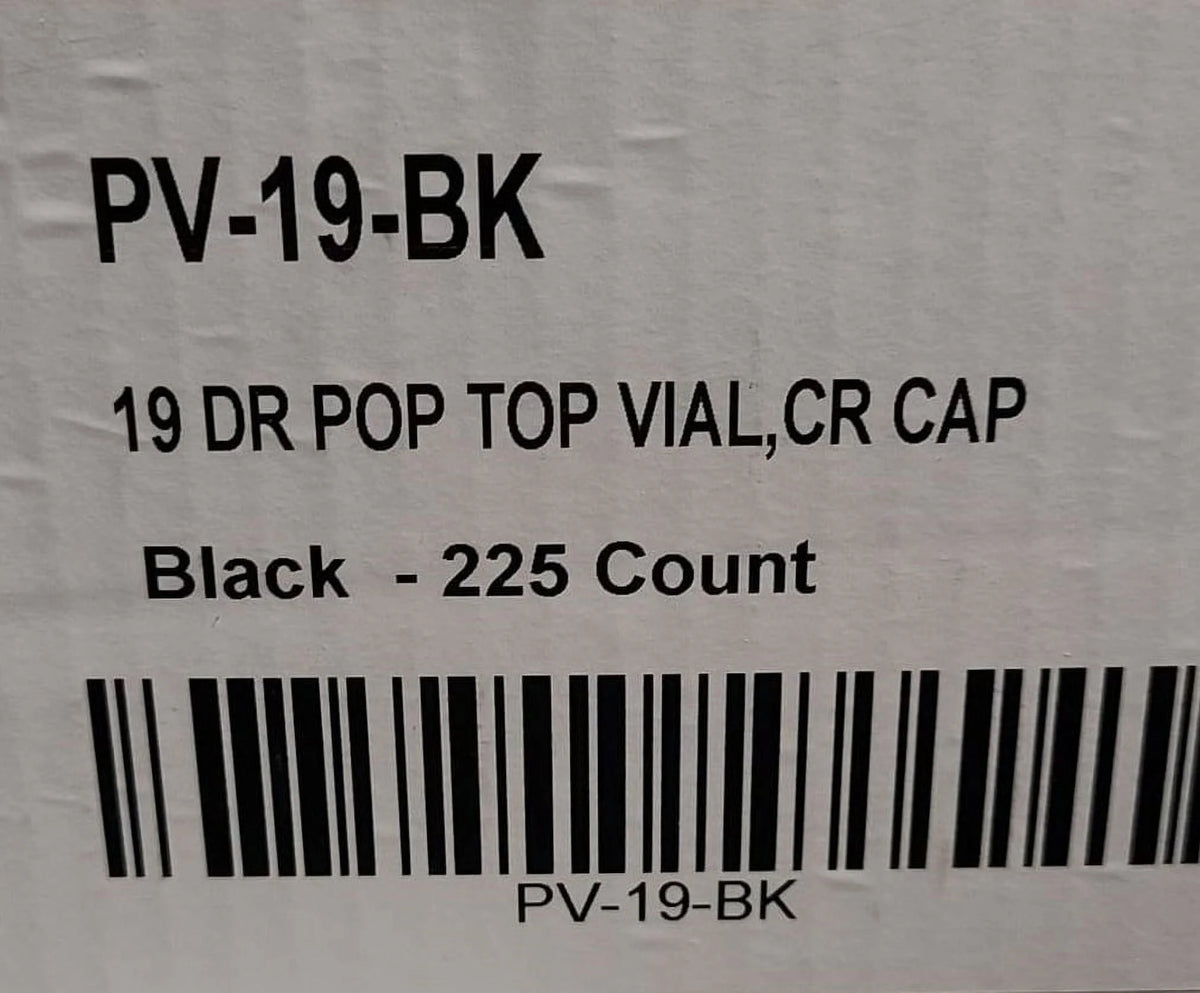 225 Pc Black Child Resistant Pop Top Vial Z587