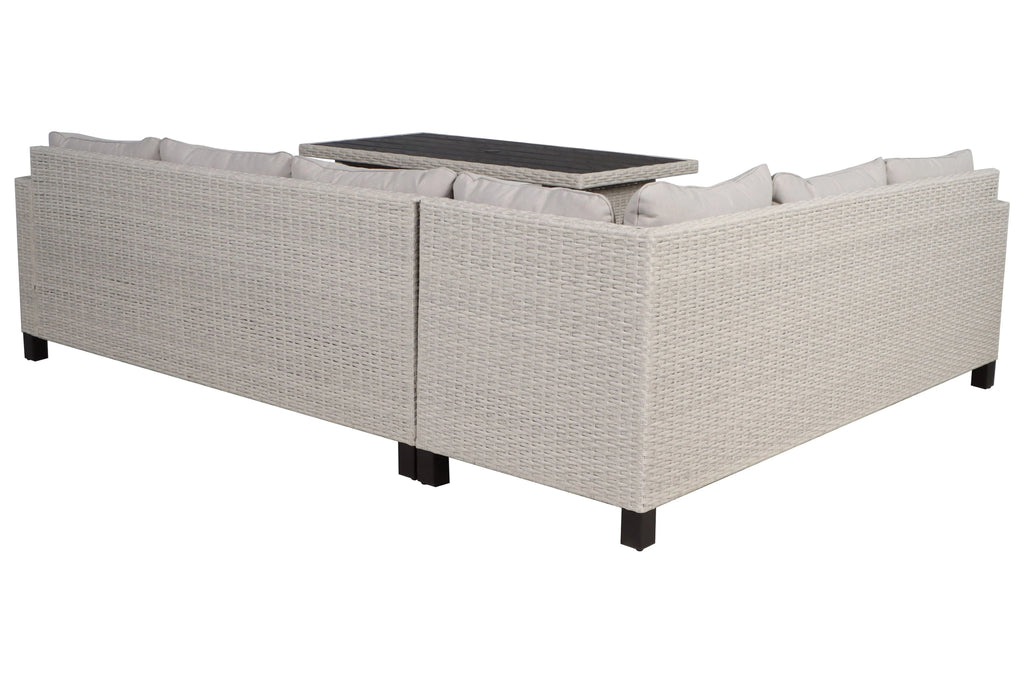5-Piece Beige Wicker Sectional Dining Set S671